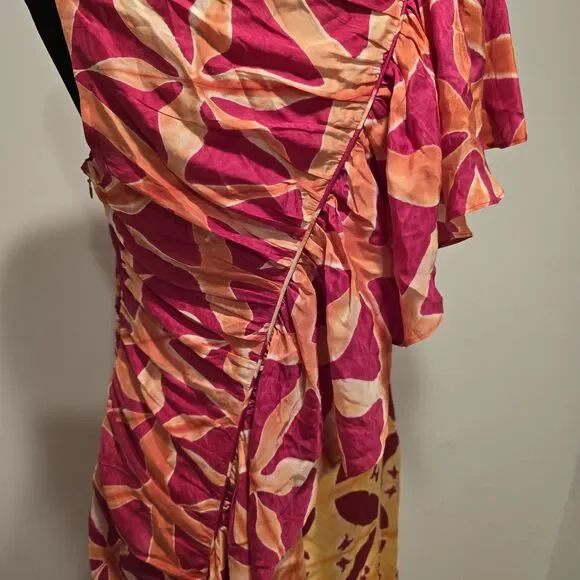 Ulla Johnson Lali Handmade 100% Silk Gown Dress Tigerlily Sz 6 One Shoulder Maxi - Picture 8 of 16